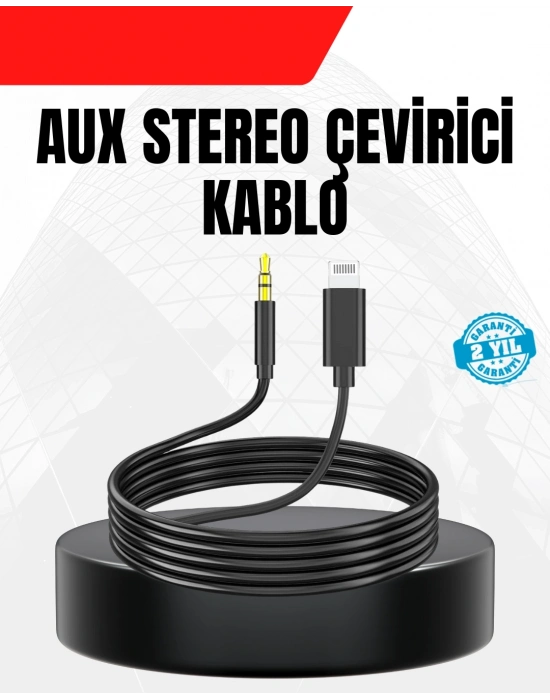 ® 1 Metre Lightning to Aux Çevirici Kablo Stereo Ses Yüksek Kalite