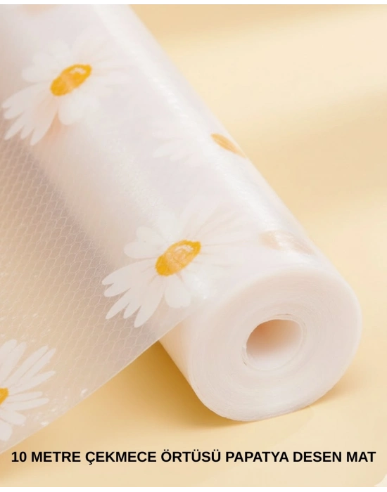 ® 10 Metre Papatya Desenli Kaymaz Dolap ve Çekmece İçi Mat