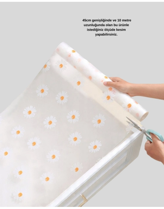 ® 10 Metre Papatya Desenli Kaymaz Dolap ve Çekmece İçi Mat