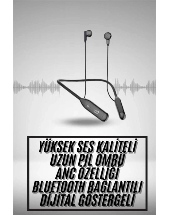 ® 100 Saat Kablolu Boyun Askılı Dijital Göstergeli Bluetooth Kulaklık