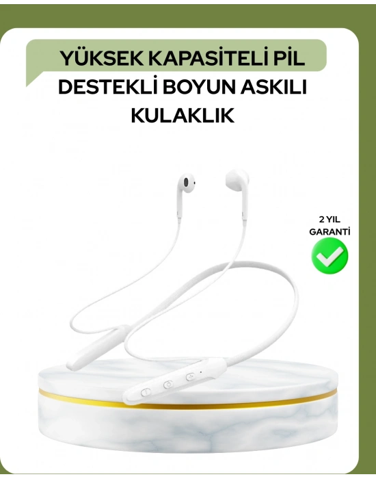 ® 100 Saat Pil Ömrü Boyun Askılı Bluetooth Kablosuz Kulaklık