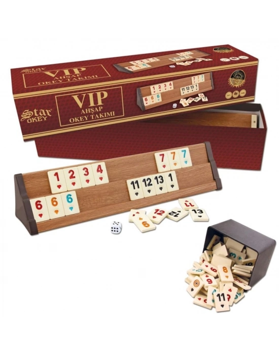 ® 1010464 VİP Ahşap Okey Takımı Açık Renk ,Star okey