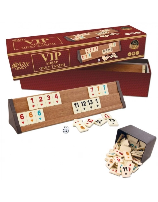 ® 1010464 VİP Ahşap Okey Takımı Açık Renk ,Star okey