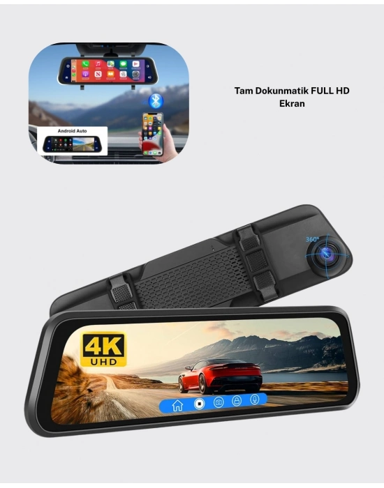 ® 1080P Çift Kameralı Dokunmatik Dikiz Aynası G Sensörlü