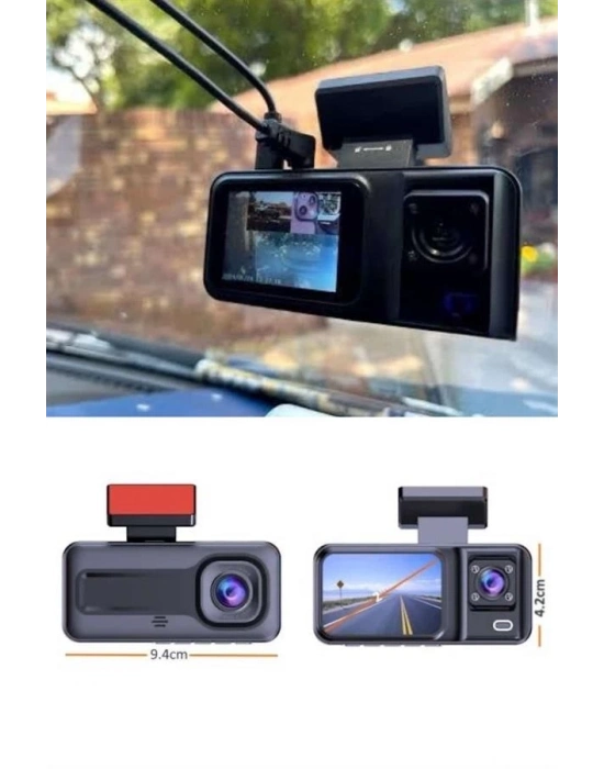 ® 1080p Sürüş Kaydedici 2 İnç Araç Araba Ön İç Arka DVR IPS Ekran