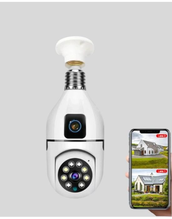 1080P WiFi Ampul Kamera Uzaktan Erişimli Hareket Sensörlü Gece Görüşlü