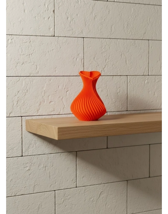 ® 11 cm Turuncu Kalp Formlu Mini Vazo Estetik Dekoratif Obje