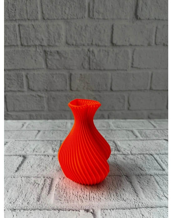 ® 11 cm Turuncu Kalp Formlu Mini Vazo Estetik Dekoratif Obje