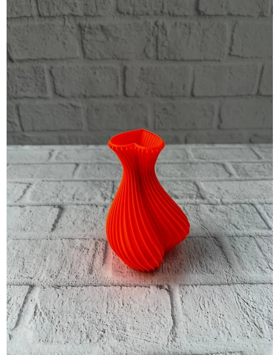 ® 11 cm Turuncu Kalp Formlu Mini Vazo Estetik Dekoratif Obje