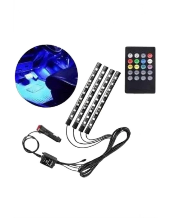 ® 12 Ledli RGB Işıklı Araç Içi Ayak Altı Led Oto Ampul Kumandalı 7 Renk