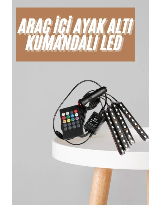 ® 12Lİ Şerit Led Işık RGB Sese ve Müziğe Duyarlı Araç İçi Ayak Altı