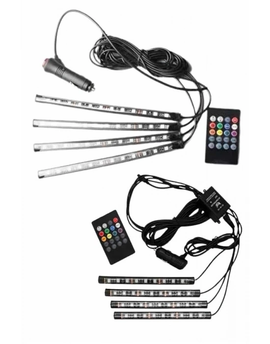 ® 12Lİ Şerit Led Işık RGB Sese ve Müziğe Duyarlı Araç İçi Ayak Altı