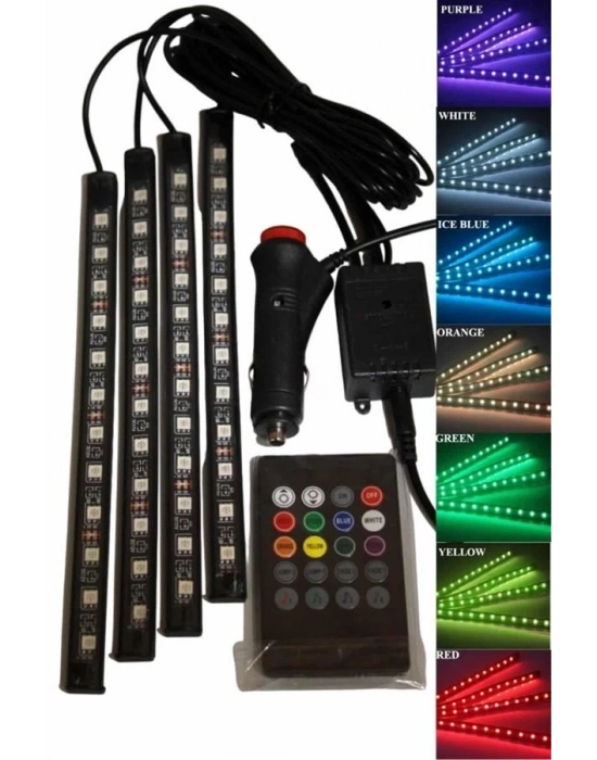 ® 12Lİ Şerit Led Işık RGB Sese ve Müziğe Duyarlı Araç İçi Ayak Altı