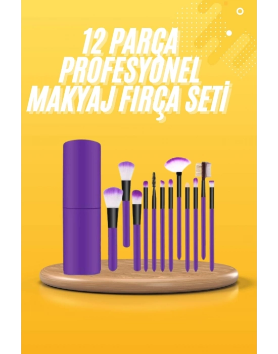 ® 12 Parça Makyaj Fırçası Yumuşak Kıllı Profesyonel Fırça Seti Yüksek Kaliteli Pürüzsüz