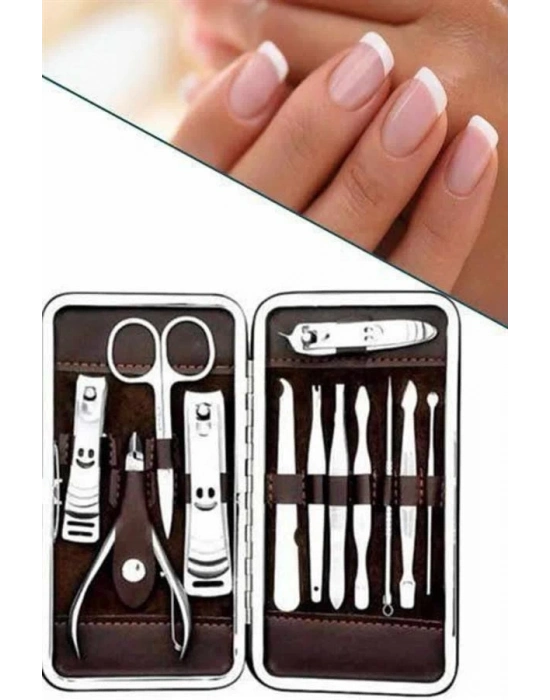® 12 Parça Manikür Pedikür Seti Özel Deri Çanta El Ayak Bakımı Akne ve Sivilce Temizleme