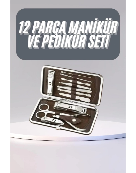 ® 12 Parça Manikür Pedikür Seti Tırnak Bakımı Nasır Temizleme El Ayak Bakımı