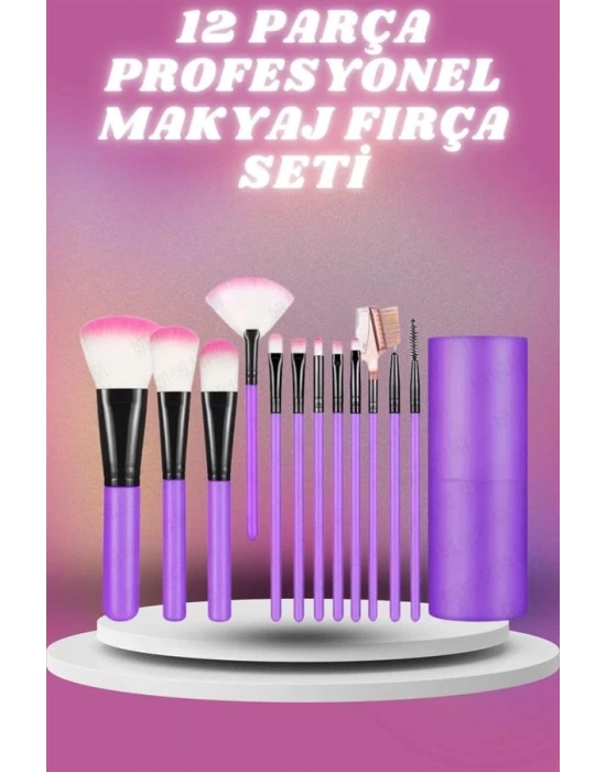 ® 12 Parça Profesyonel Makyaj Seti Yumuşak Kıllı Yüz ve Göz Makyajına Uygun
