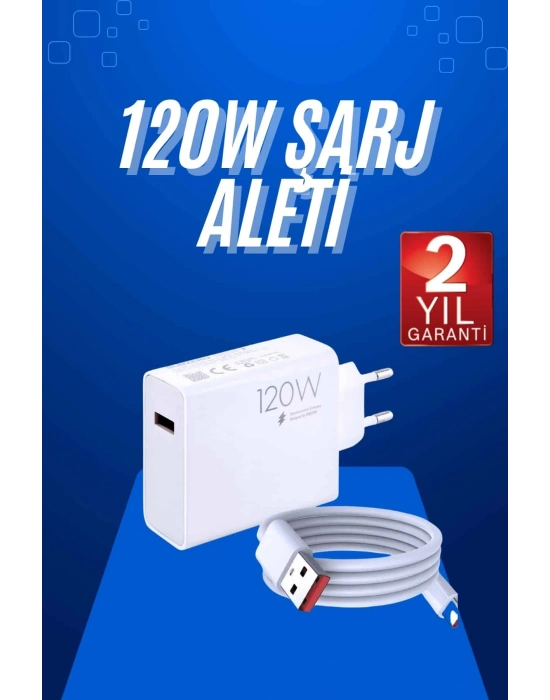 ® 120 Watt Turbo Hızlı Şarj Aleti Seti Hızlı Şarj Adaptörü Beyaz