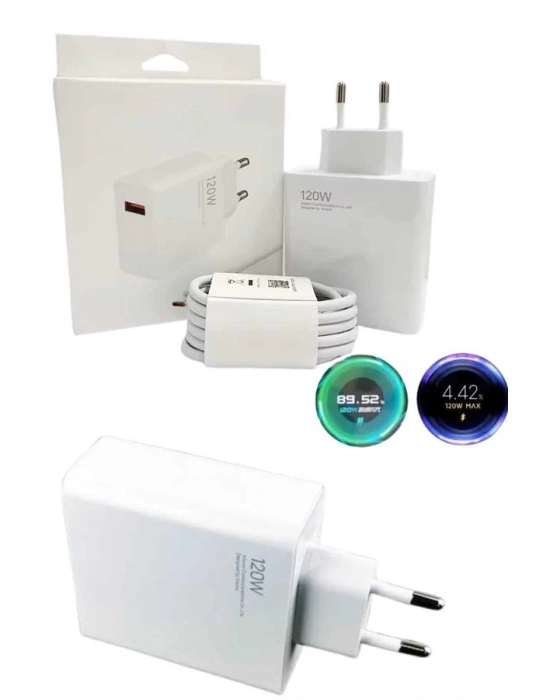 ® 120 Watt Turbo Hızlı Şarj Aleti Seti Hızlı Şarj Adaptörü Beyaz