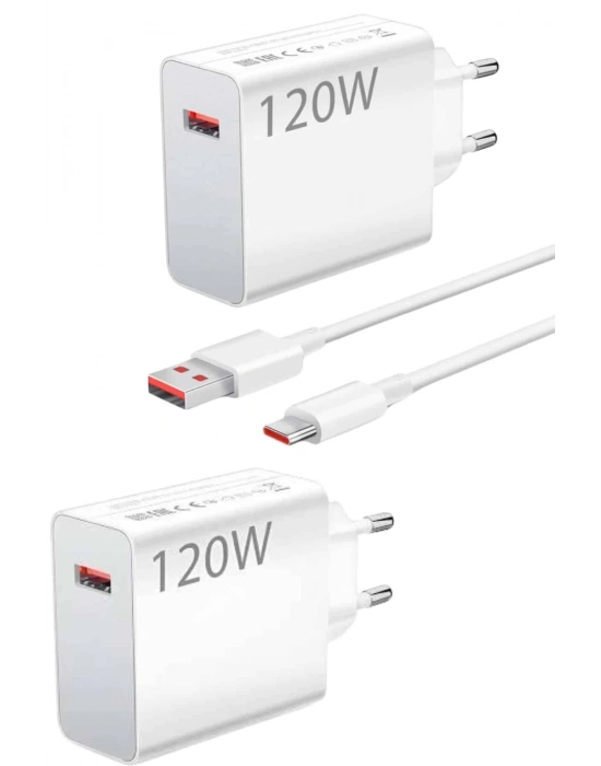 ® 120 Watt Turbo Hızlı Şarj Aleti Seti Hızlı Şarj Adaptörü Beyaz