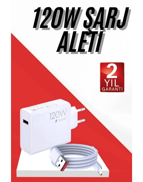 ® 120W Şarj Aleti Hızlı Çift Turbo Şarj Aleti Seti Beyaz