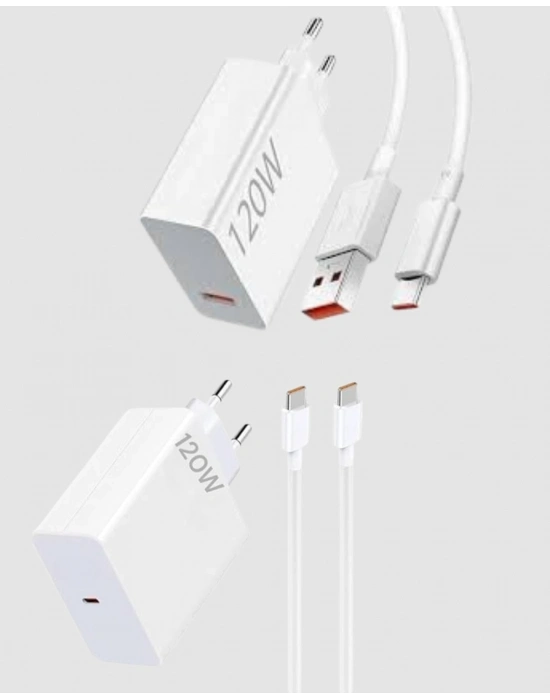 120W Süper Hızlı Şarj Adaptörü – Type-C Kablo Dahil, Yüksek Voltaj Korumalı