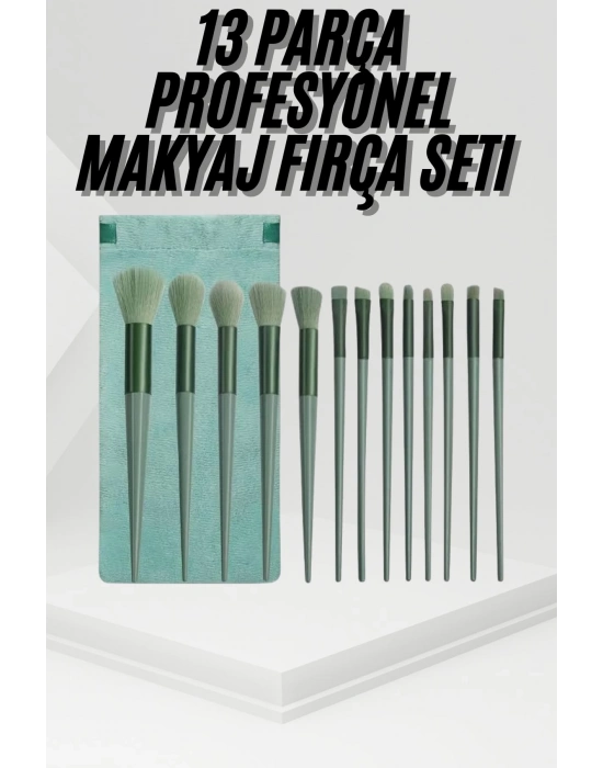 ® 13 Parça Taşınabilir Kılıflı Profesyonel Makyaj Fırça Seti Pudra Allık Fondöten Fırçası