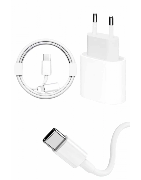 ® 15/Pro/Pro Max 20W İOS Uyumlu Hızlı Şarj Aleti Adaptörlü Beyaz