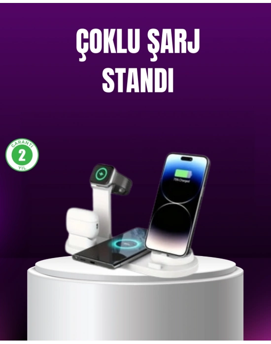 ® 15W Hızlı Şarj Destekli 4’ü 1 Arada Kablosuz Şarj İstasyonu