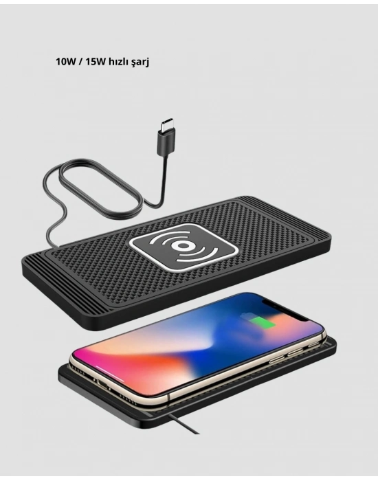 ® 15W Manyetik Kablosuz Şarj Pedi Araç Masa Kullanımına Uygun Qi Şarj Cihazı