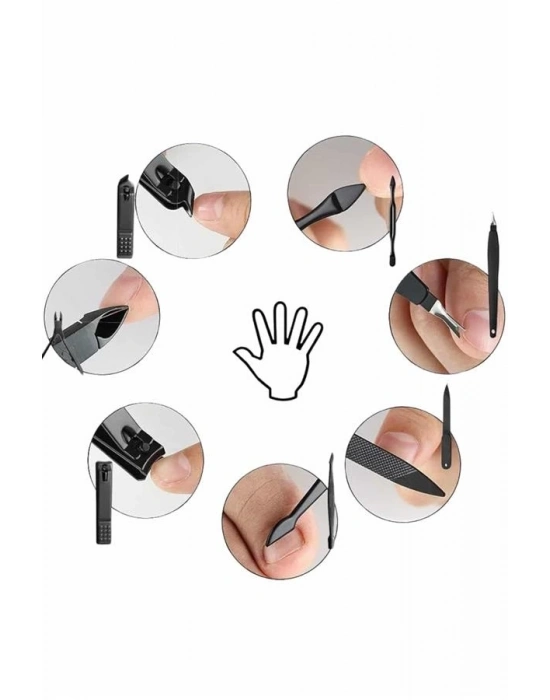 ® 17 Parça El Ayak Bakım Seti Tırnak Temizleme Manikür Pedikür Cımbız Törpü Tırnak Makası