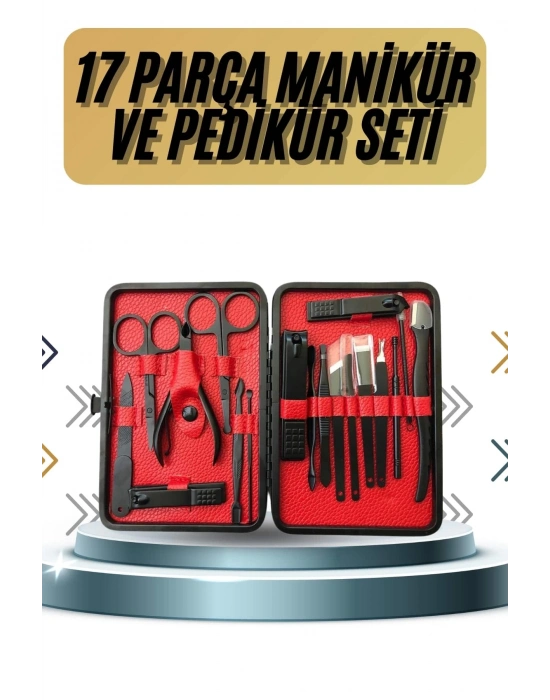 ® 17 Parça Manikür Pedikür Seti El Ayak Bakım Seti Tırnak Makası Törpü