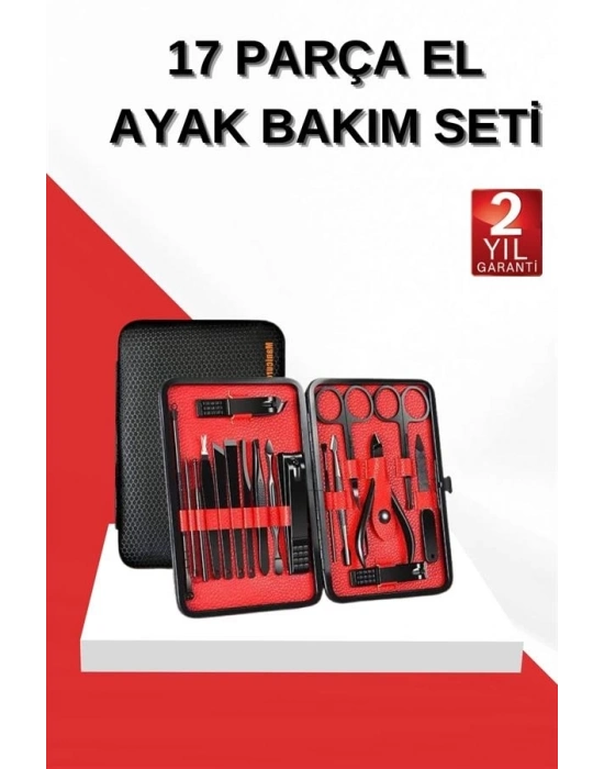 ® 17 Parça Manikür Seti El ve Ayak Bakımı Törpü Cımbız Tırnak Temizleme