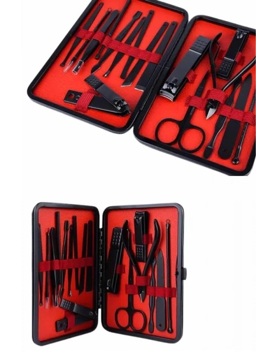 ® 17 Parça Manikür Seti Taşınabilir Özel Çantalı El ve Ayak Bakımı Tırnak Batığı Temizleme