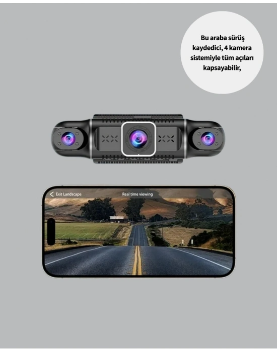 ® 170° Geniş Açı 4 Kameralı Araç Kamerası Hareket Algılamalı