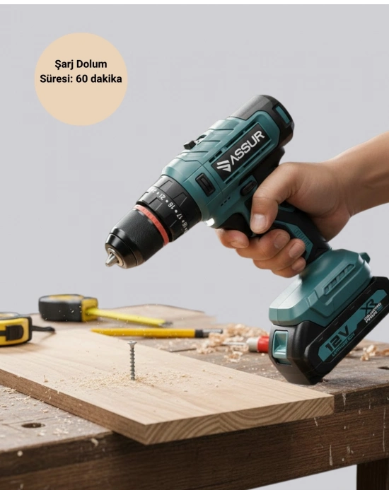 ® 18 Parça Dijital Matkap Seti Çift Bataryalı