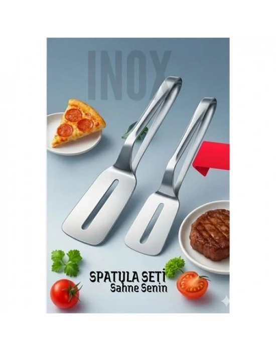 ® 2 li Inox Spatula Seti – Pizza, Tatlı, Et Servisi İçin Ergonomik Tasarım