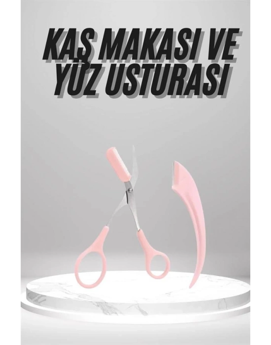 2li Kaş Bakım Seti Taraklı Kaş Makası Ve Kaş Usturası Kaş Şekillendirici