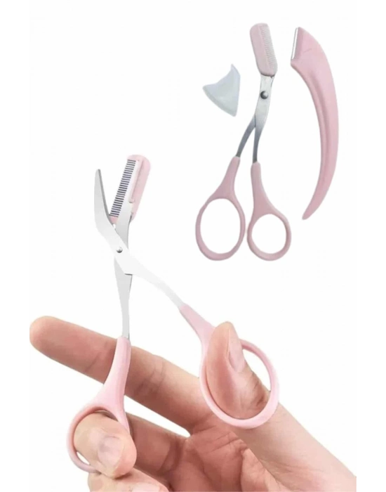 ® 2li Kaş Bakım Seti Taraklı Kaş Makası Ve Kaş Usturası Kaş Şekillendirici