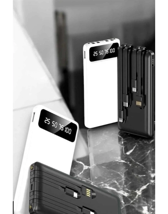 ® 20.000 Mah Led Işıklı LCD Ekran USB Girişli Type-C Lightning Powerbank
