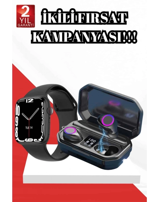 ® 2025 Model Akıllı Saat ve Bluetooth Kulaklık 5.0 Bluetooth Bağlantılı Dokunmatik Ekran