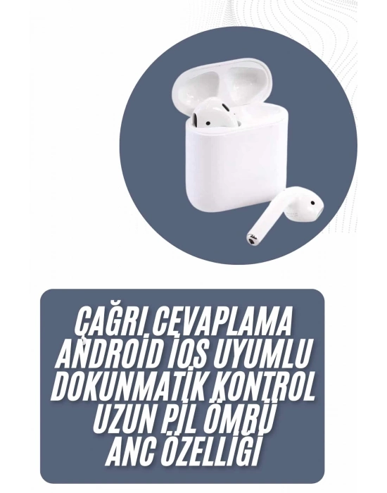 ® 2025 Model Çağrı Cevaplayabilen Bluetooth Kulaklık Beyaz Dokunmatik Kontrol