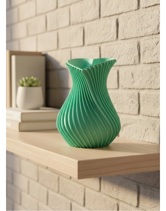 ® 24 cm Turkuaz Kalp Formlu Büyük Boy Vazo Estetik Dekor Ürünü