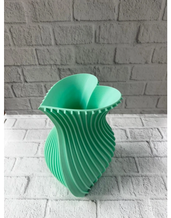 ® 24 cm Turkuaz Kalp Formlu Büyük Boy Vazo Estetik Dekor Ürünü