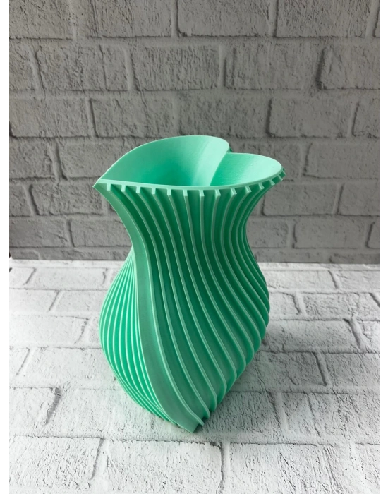 ® 24 cm Turkuaz Kalp Formlu Büyük Boy Vazo Estetik Dekor Ürünü