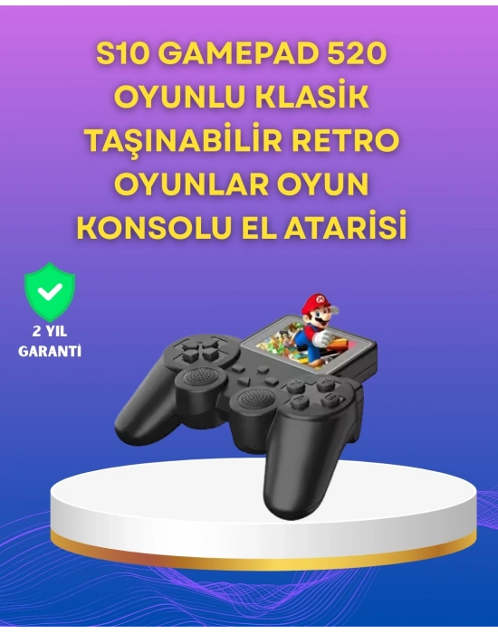 ® 2.4 İnç Ekranlı 500 Oyunlu Taşınabilir Retro Oyun Konsolu, Şarjlı El Tipi Mini