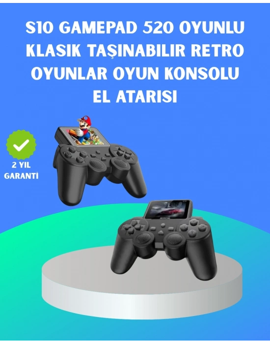 ® 2.4 İnç HD Renkli Ekranlı 500-in-1 Taşınabilir Retro Oyun Konsolu, Kablolu TV Bağlantısı ve Uzun Pil Ömrü