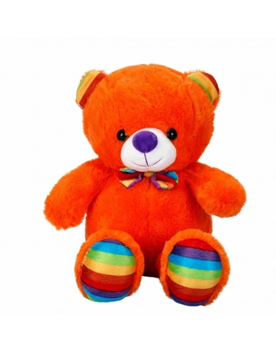 ® 2962 Oturan Kurdeleli Renkli Peluş Ayı 30 cm -