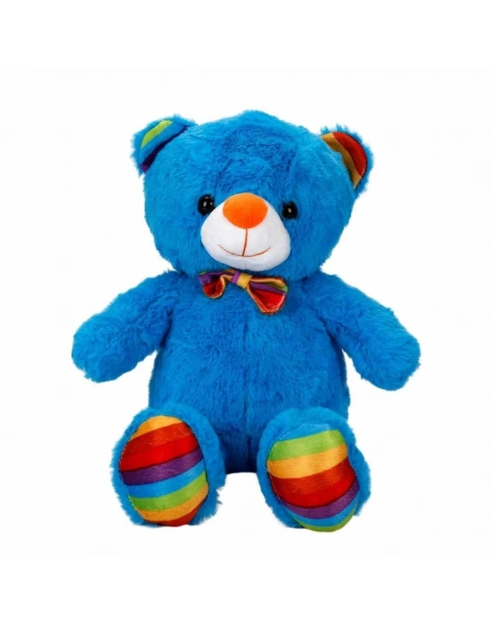 ® 2962 Oturan Kurdeleli Renkli Peluş Ayı 30 cm -