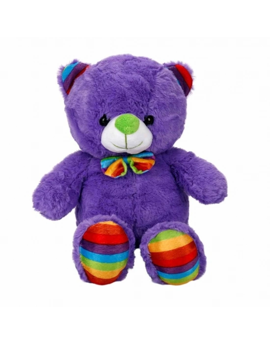 ® 2962 Oturan Kurdeleli Renkli Peluş Ayı 30 cm -